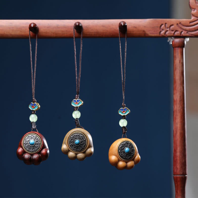 Buddha Stones Sandałowe Małe Liście Czerwone Drzewo Sandałowe Zielone Drzewo Sandałowe Szczęśliwy Kot Łapa Pazur Om Mani Padme Hum Ochrona Telefon Wiszący Dekoracja - image 1