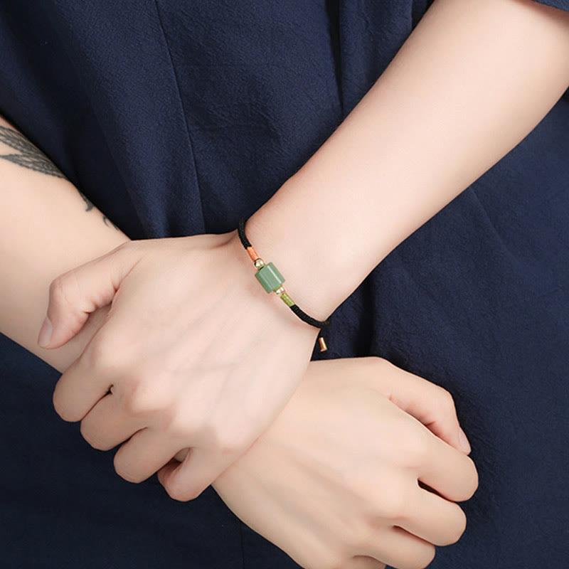 Buddha Stones Tybet Ręcznie Robione Zielony Awenturyn Czerwony Kamień Malachit Ochrona Szczęścia Bransoletka z Plecionej Linii