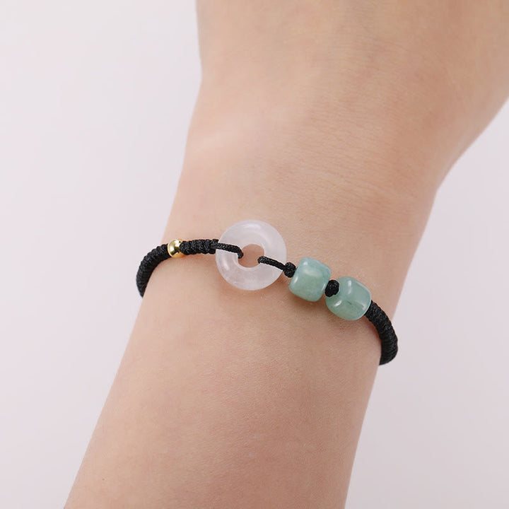 Buddha Stones 2 szt. Zielony awenturyn biały jadeit klamra pokoju szczęście pleciona bransoletka dla par