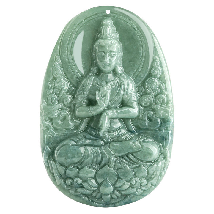 Buddha Stones Naturalny Jadeit Awalokiteśwara Amulet Naszyjnik Bogactwo Wisiorek - image 10