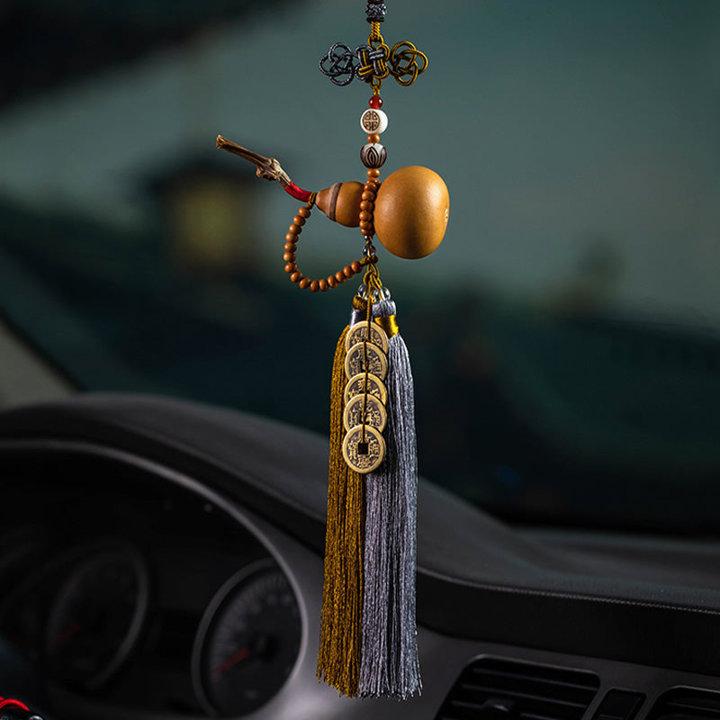 Buddha Stones Feng Shui Monety Tykwa Chiński Węzeł Szczęśliwe Monety Pięć Cesarskich Pieniędzy Bogactwo Frędzle Dekoracja