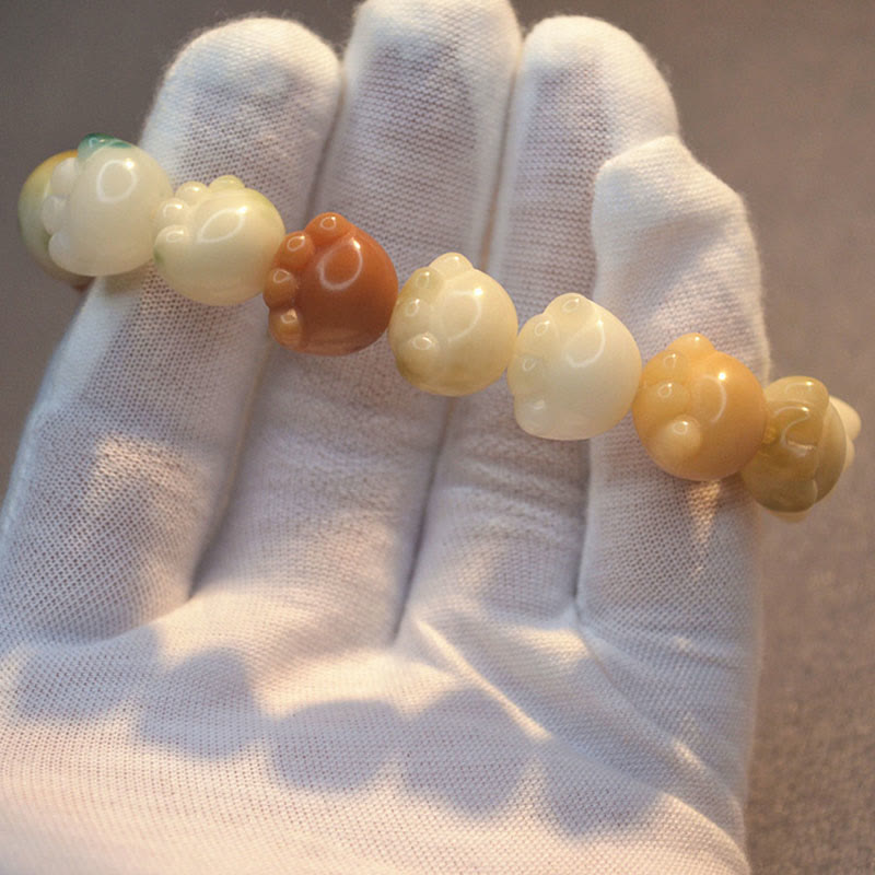 Wielowarstwowa bransoletka z Buddha Stones z nasionami Bodhi i słodkimi łapkami kota - image 10