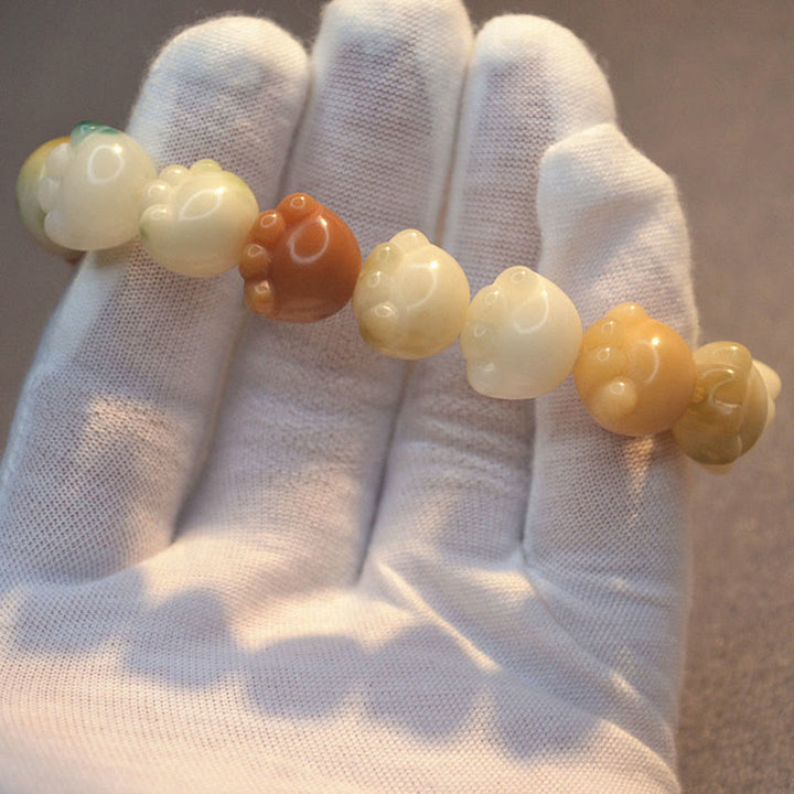 Wielowarstwowa bransoletka z Buddha Stones z nasionami Bodhi i słodkimi łapkami kota - image 10