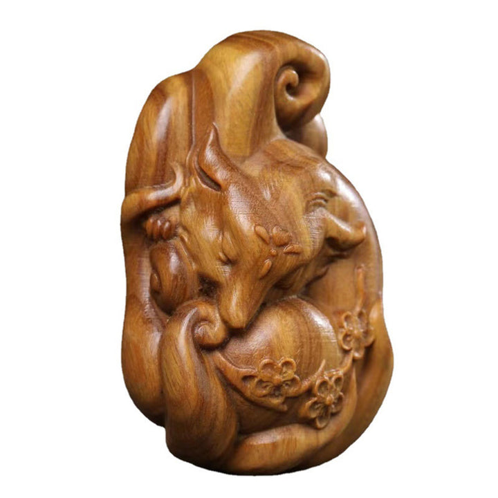 Buddha Stones Mini Dziewięcioogonowy Lis Zielony Sandałowiec Dekoracja Pokoju Dekoracja Wisząca na Samochód