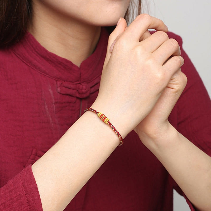 Bransoletka na szczęście z ręcznie robionych kolorowych lin z węzłami King Kong i kamieniami Buddha Stones - image 9