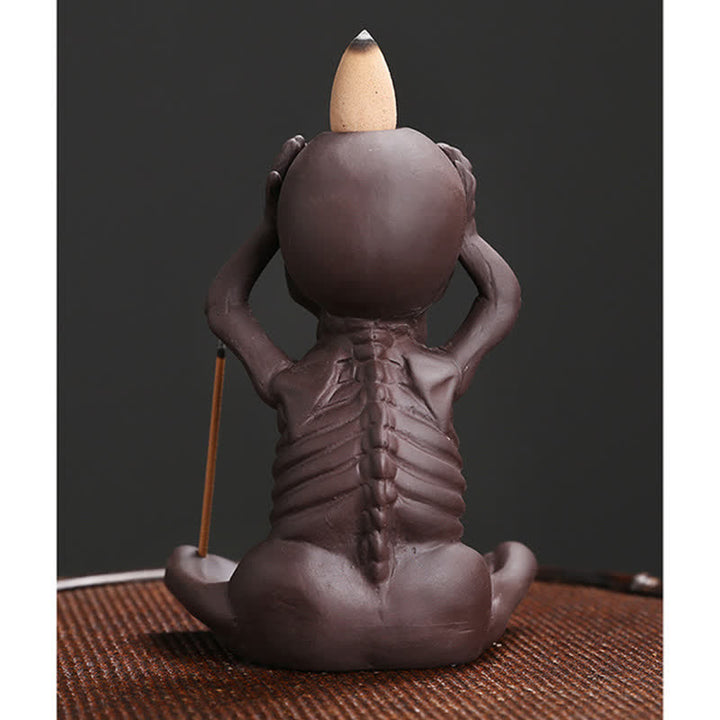 Buddha Stones Mała Czaszka Duch Fioletowa Glina Fontanna Dymna Zwrotna Pokój Kadzidło Palnik Dekoracja