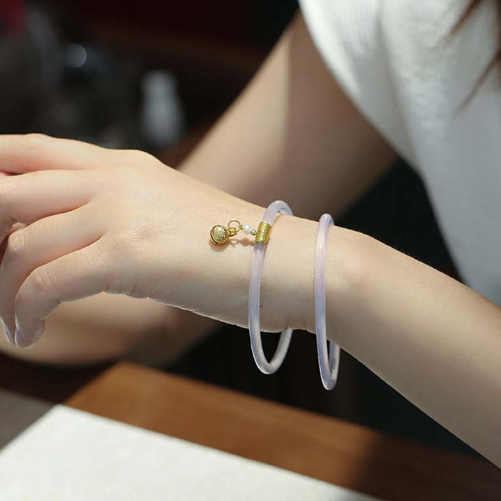 Bransoletka Sukcesu z Naturalnego Cyjanowo-Białego Jadeitu z Buddha Stones