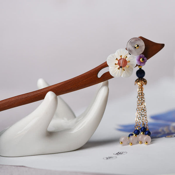 Czerwony sandałowiec różowy kryształowy urok uzdrawiająca spinka do włosów