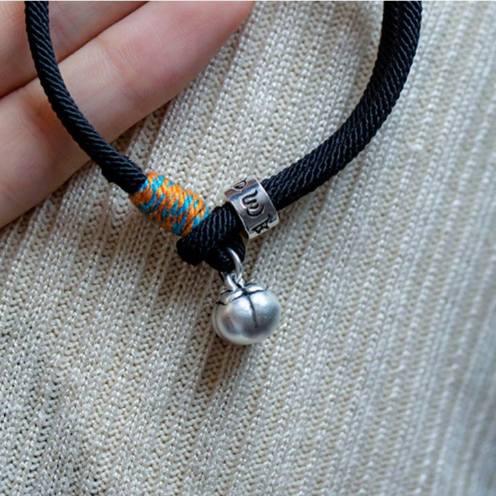 Buddha Stones 925 Srebro Sterling Tybetańskie Ręcznie Robione Om Mani Padme Hum Persimmon Charm Ochrona Szczęścia Bransoletka Pleciona