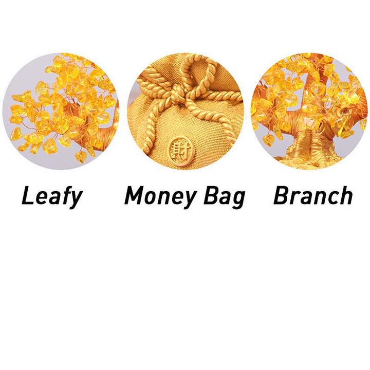 Buddha Stones Naturalny Cytryn Drzewko Pieniędzy Ozdoba Kamień Szlachetny - Feng Shui dla Dobrobytu