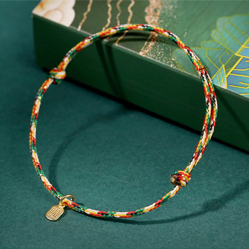 Buddha Stones Pomyślny Fu Charakter Pokój I Radość Szczęście Ręcznie Robione Wielokolorowe Dziecko Dorosły Bransoletka
