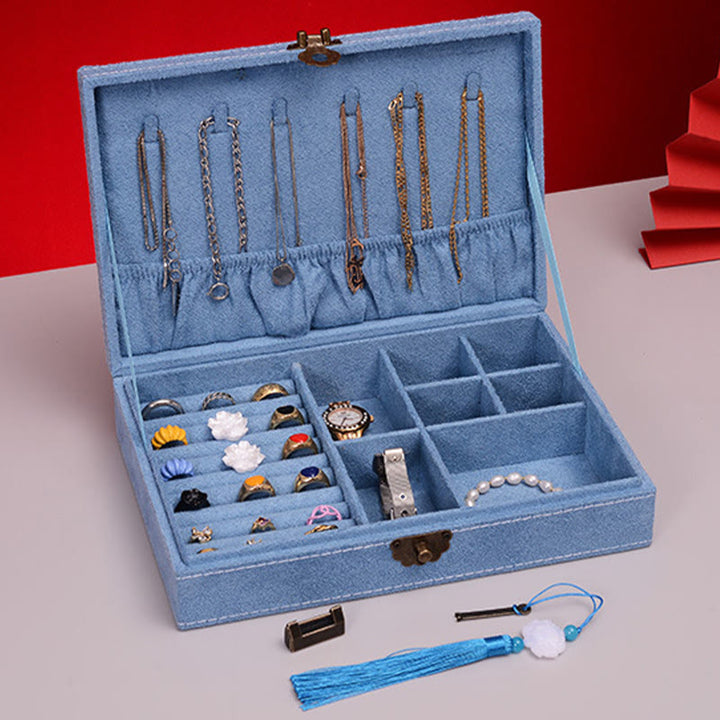 Buddha Stones Prosty Design Organizer na biżuterię Jednowarstwowy flanelowy organizer na biżuterię z zamkiem - image 17