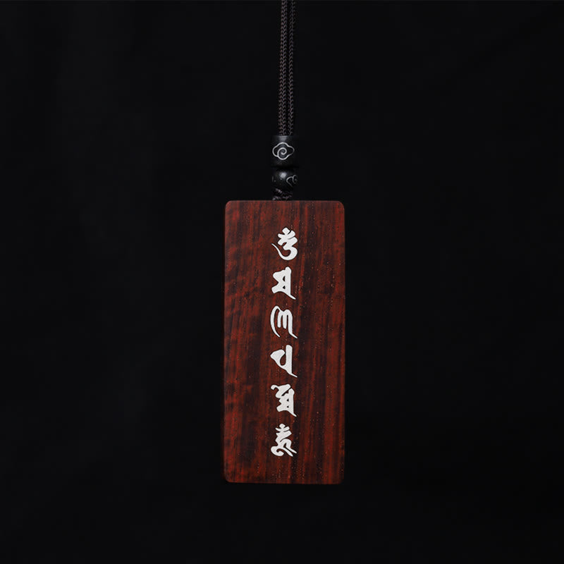 Buddha Stones 999 Srebro Sterlingowe Mały Liść Czerwony Sandałowiec Drewno Hebanowe Om Mani Padme Hum Intarsjowany Naszyjnik Ochronny Wisiorek - image 7