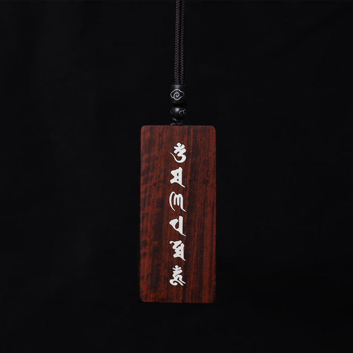 Buddha Stones 999 Srebro Sterlingowe Mały Liść Czerwony Sandałowiec Drewno Hebanowe Om Mani Padme Hum Intarsjowany Naszyjnik Ochronny Wisiorek - image 7