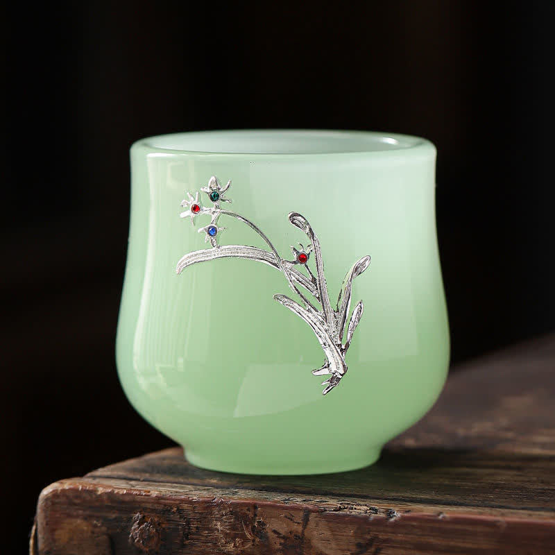 Buddha Stones Lotos Smok Feniks Kwiat Ceramiczny Filiżanka Filiżanki do Herbaty