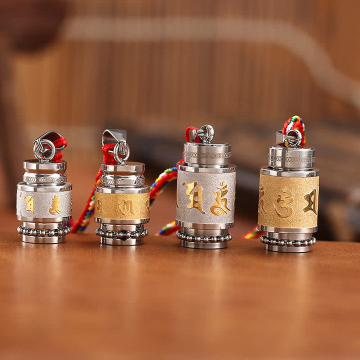 Buddha Stones Tybet Om Mani Padme Hum Shurangama Mantra Tytanowa stal Mądrość Amulet Naszyjnik Wisiorek - image 2