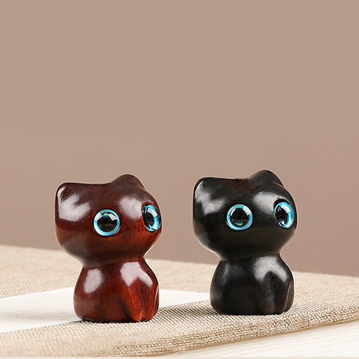 Buddha Stones Mini Mały Liść Czerwony Sandałowiec Drewno Hebanowe Szczęśliwy Kot Piękny Kotek Pokój Brelok Telefon Wiszący Dekoracja - image 18