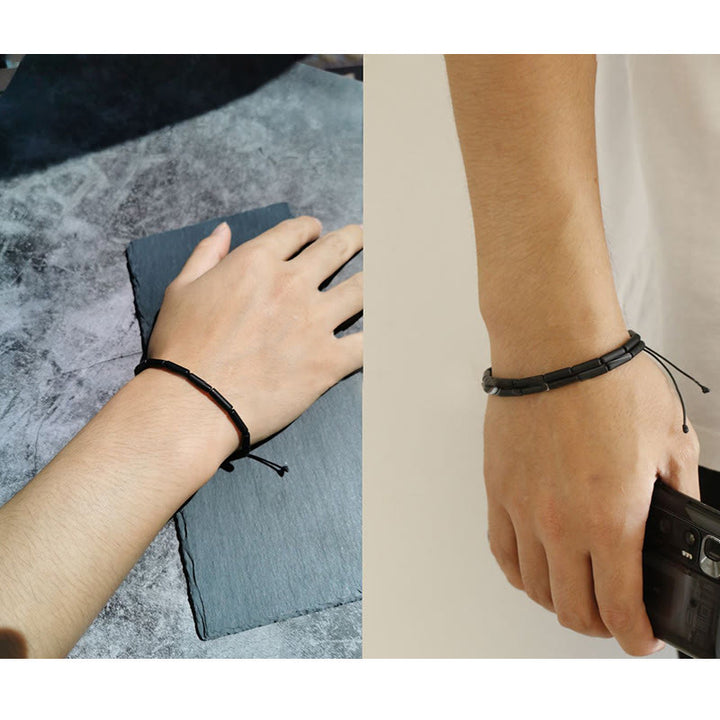 Bransoletka ochronna z Buddha Stones i czarnymi koralikami onyksowymi