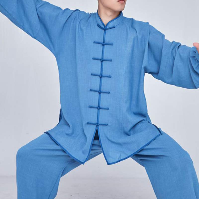 Buddha Stones Medytacja Zen Modlitwa Duchowa Tai Chi Qigong Praktyka Unisex Haft Odzież Zestaw - DeepSkyBlue Długi rękaw - US14, UK/AU18, EU46 (3XL) - image 20