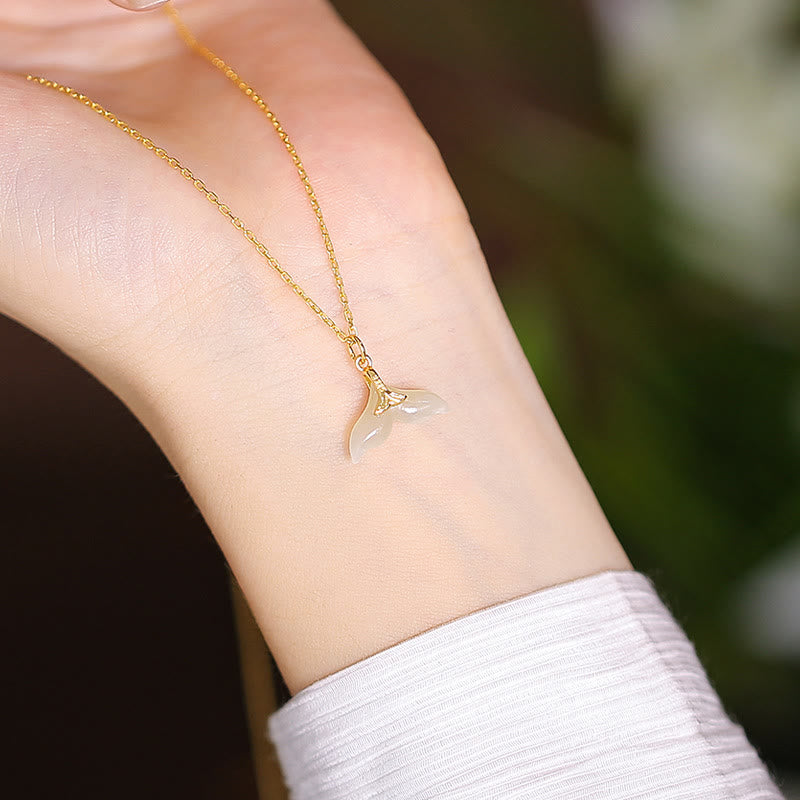 Buddha Stones 925 Srebro Sterling Naturalny Hetian Jade Cyan Jade Szczęście Śmiejący się Budda Motyl Naszyjnik Wisiorek - Rybi ogon - image 26