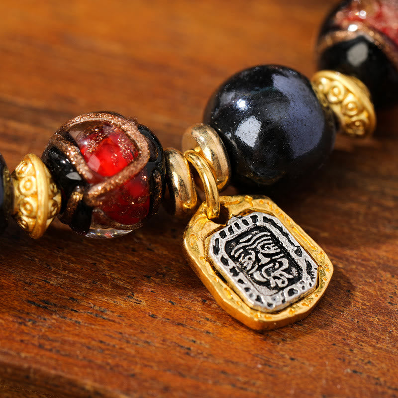 Buddha Stones Tybetańskie Zakiram Bogini Bogactwa Liuli Szkło Kadzidło Popiół Porcelanowe Koraliki Bransoletka Szczęścia
