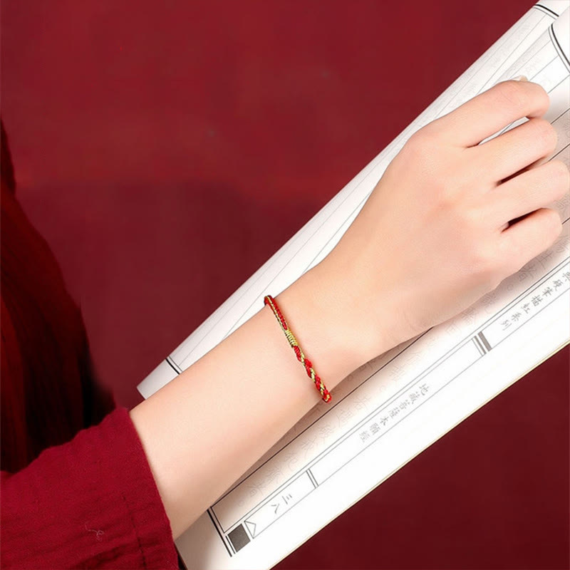 Buddha Stones Ręcznie robione Chińskie Zodiak Królik Kogut Szczur Koń Smok Ochrona Warkocz Bransoletka ze Sznurka