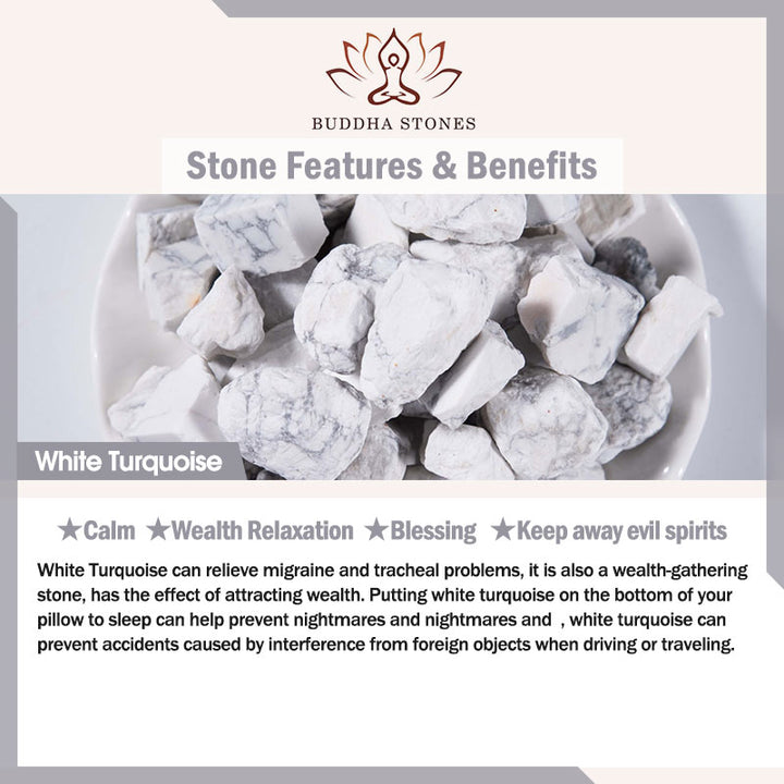 Buddha Stones 108 koralików mala Bransoletka z białym turkusowym kamieniem cesarskim i błogosławieństwem lotosu