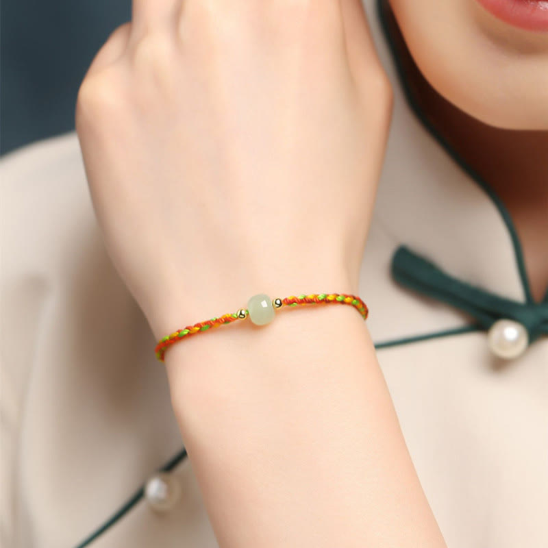 Buddha Stones Kolorowa Lina Szczęścia Jade Koraliki Bransoletka Obfitości