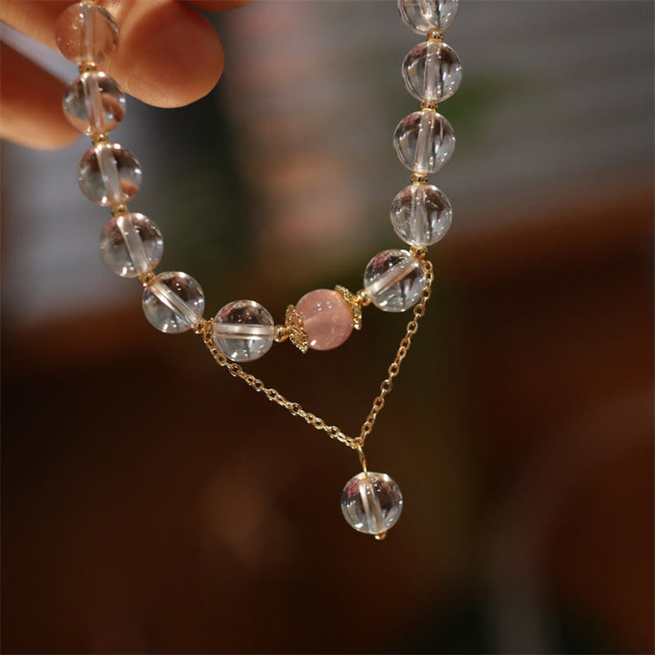 Naturalny srebrny połysk obsydian różowy kryształ biały kryształ ochrona yin yang kolor bransoletka dla par