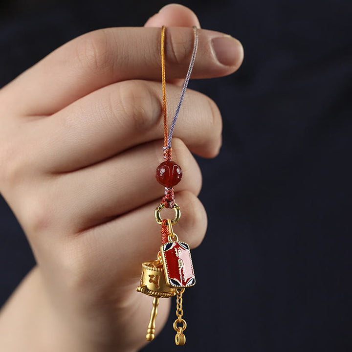 Buddha Stones Tybetańskie Om Mani Padme Hum Koło Modlitewne Amulet Urok Ochrona Telefon Wiszący Dekoracja