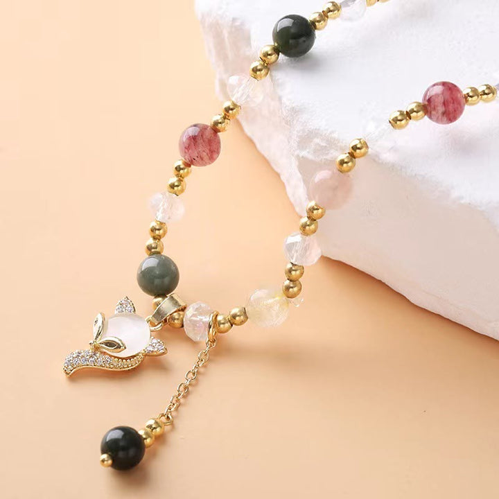 Bransoletka Buddha Stones Wielokolorowy Kwarc Rutilowany Ochrona Lisa Podwójnie Owijana