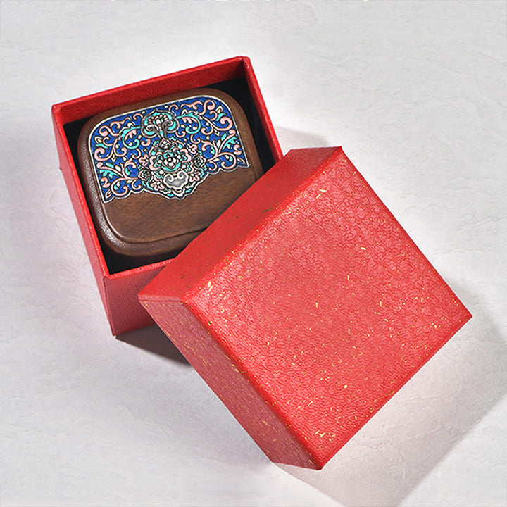 Retro ręcznie robione czarne orzechowe drewniane pudełko do przechowywania biżuterii z pierścionkiem