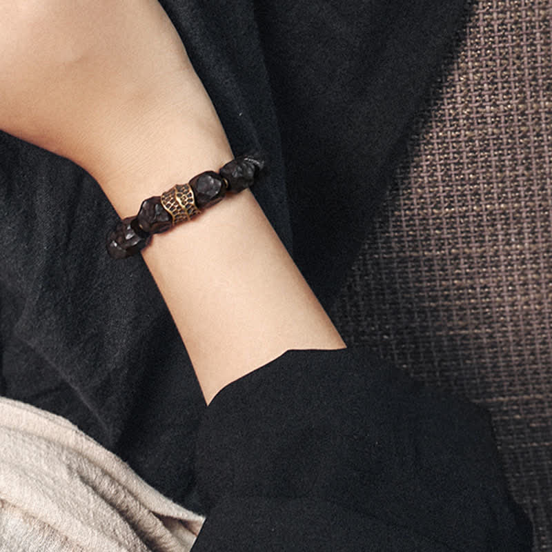 Bransoletka dla par z drewna hebanowego i miedzi Peace Balance