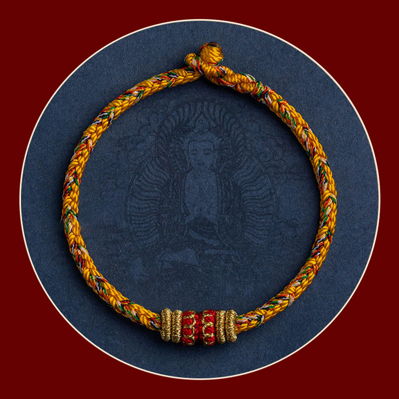 Buddha Stones Tybet Ręcznie Robione Chińskie Zodiak Natal Budda Szczęście Siła Bransoletka z Plecionego Sznurka