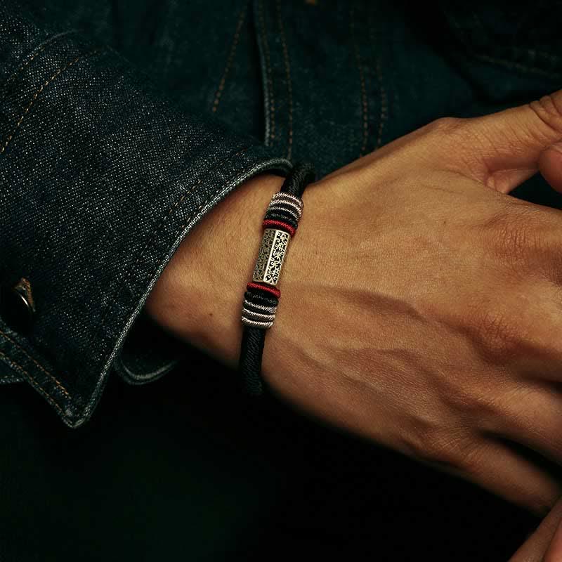 Bransoletka z Buddha Stones 925 ze srebra próby 925 Om Mani Padme Hum Peace Red String