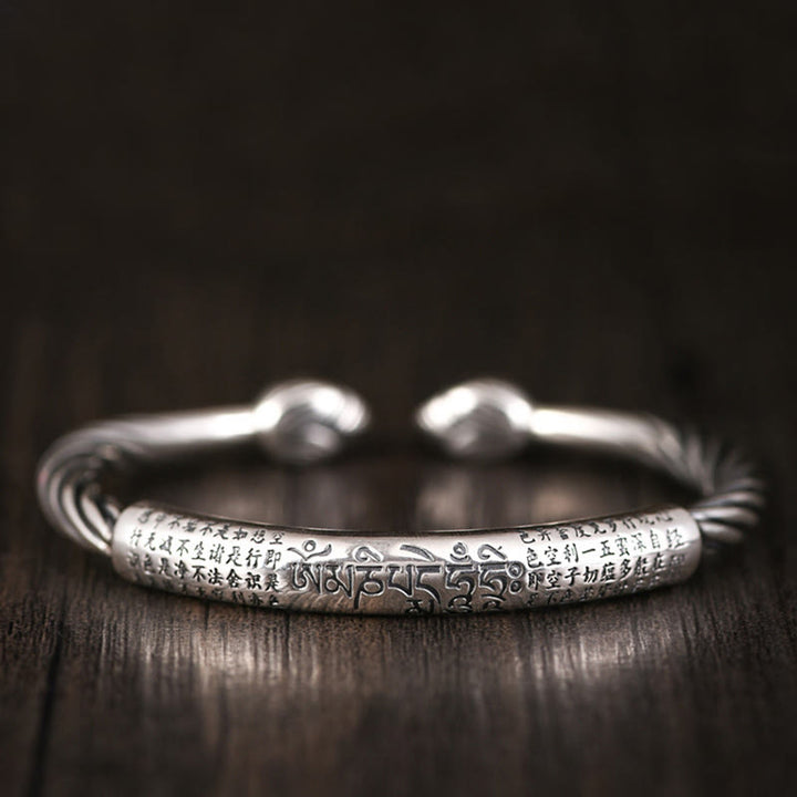 Buddha Stones Tybetańskie Om Mani Padme Hum Heart Sutra Czystość Bransoletka Mankietowa