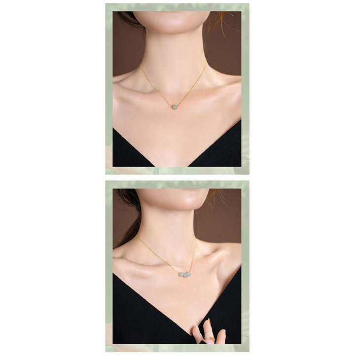 Buddha Stones 925 Srebro Sterling Naturalny Hetian Jade Cyan Jade Szczęście Śmiejący się Budda Motyl Naszyjnik Wisiorek - image 15