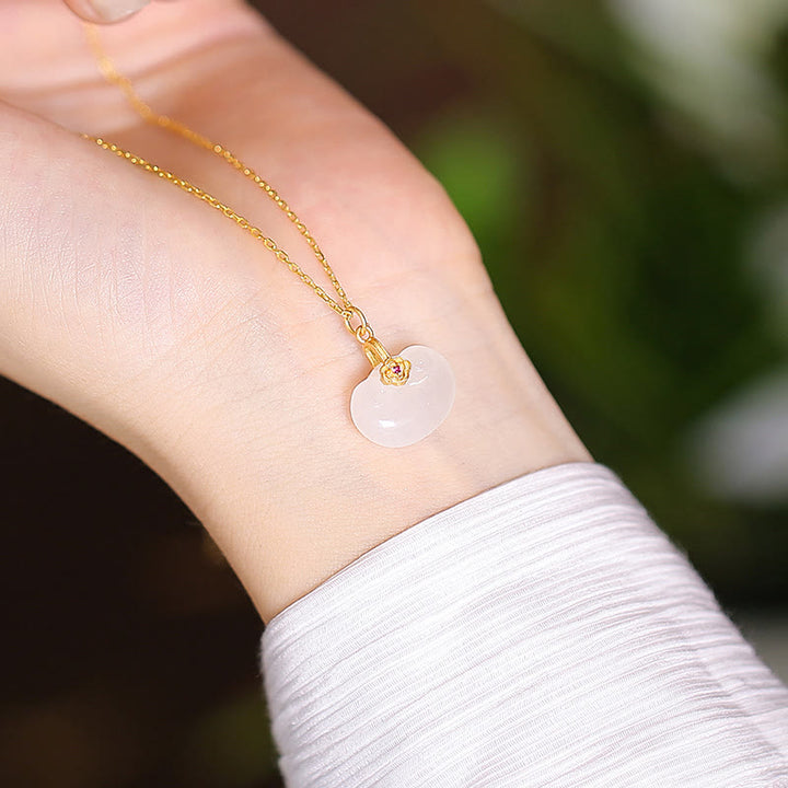 Buddha Stones 925 Srebro Sterling Naturalny Hetian Jade Cyan Jade Szczęście Śmiejący się Budda Motyl Naszyjnik Wisiorek - Hetian Jadeitowy Zamek Dobrych Życzeń - image 7