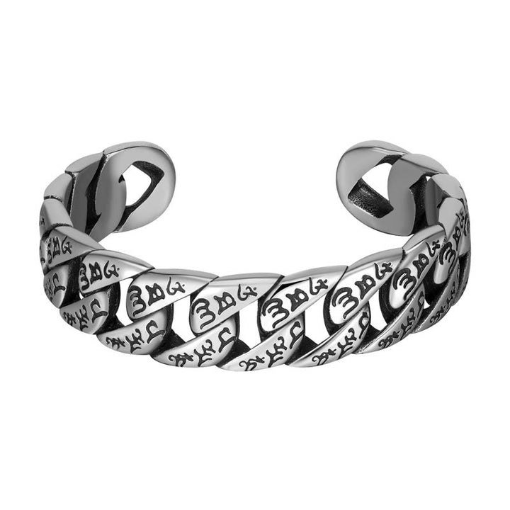 Buddha Stones Tybetańskie Om Mani Padme Hum Mantra Bransoletka ze stali tytanowej Peace Cuf