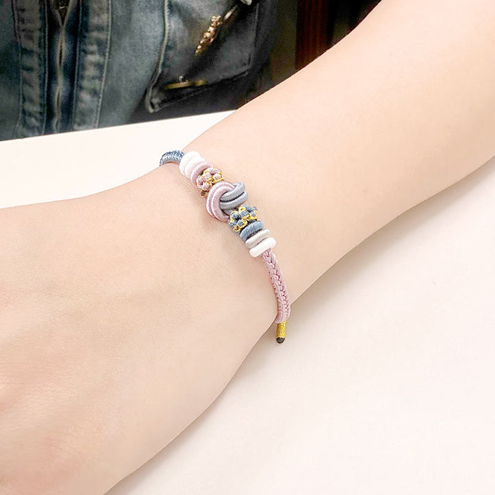 Bransoletka Buddha Stones Dwukolorowa Lina Ręcznie Robiona Osiem Nici Węzeł Pokoju Szczęście Połączenie