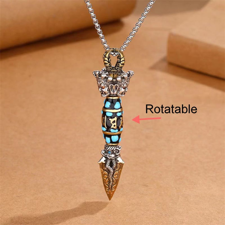 Buddha Stones Tybet Om Mani Padme Hum Dzi Koralik Dorje Vajra Wzór Bogactwo Obrotowy Naszyjnik Wisiorek - image 5