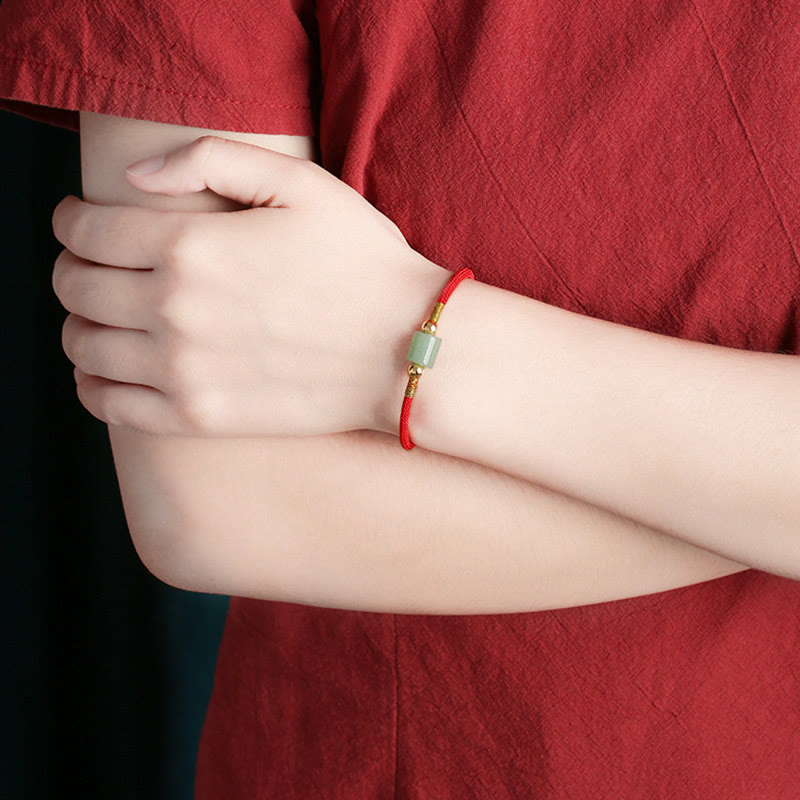 Buddha Stones Tybet Ręcznie Robione Zielony Awenturyn Czerwony Kamień Malachit Ochrona Szczęścia Bransoletka z Plecionej Linii