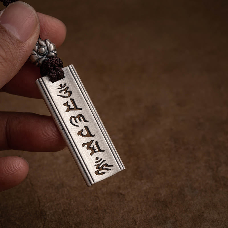 Buddha Stones 999 Srebro Sterlingowe Om Mani Padme Hum Grawerowany Naszyjnik Mądrości Lotosu Wisiorek - image 1