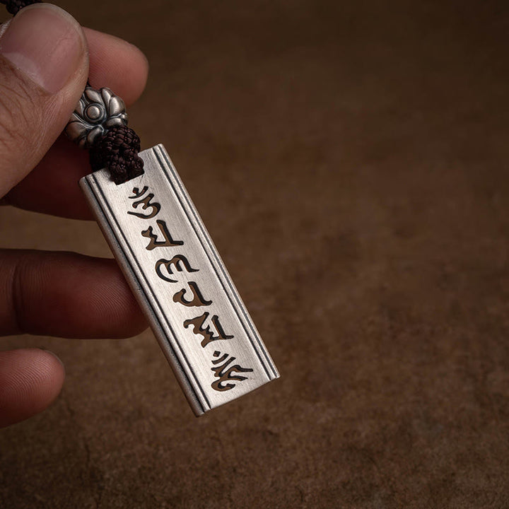 Buddha Stones 999 Srebro Sterlingowe Om Mani Padme Hum Grawerowany Naszyjnik Mądrości Lotosu Wisiorek - image 1