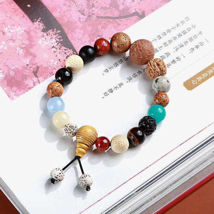 Bransoletka na nadgarstek Mala z Buddha Stones Bodhi Seed Agat Wisdom Harmony