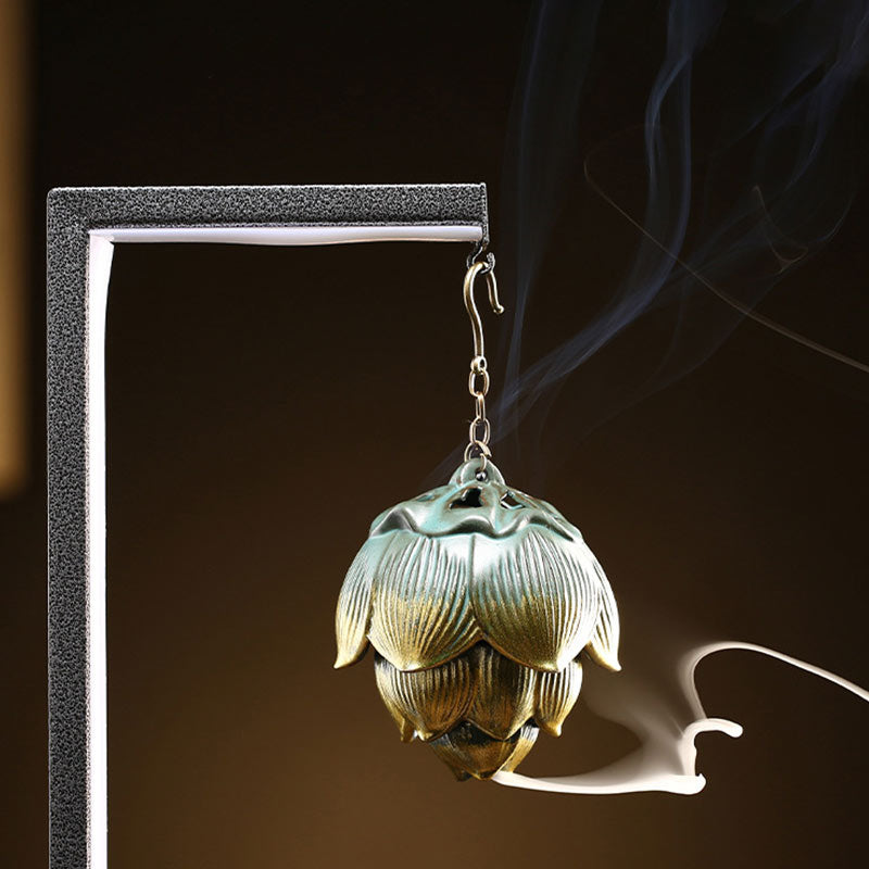 Buddha Stones Lotos Medytacja Wiszący Kadzielnica Dekoracja