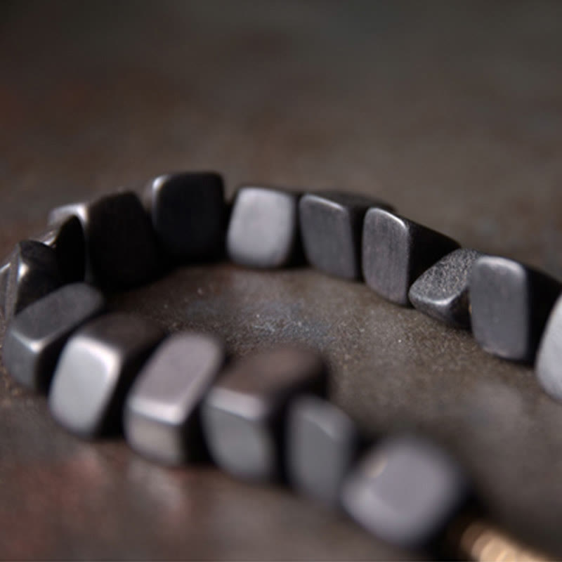 Bransoletka Buddha Stones z drewna hebanowego i miedzi z podwójnym owinięciem w stylu Tybetu