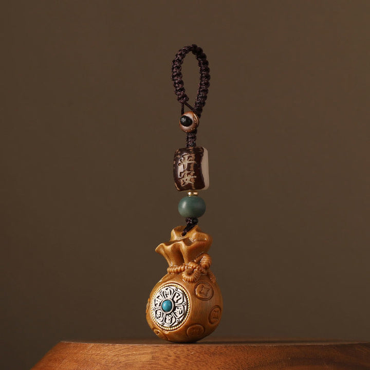 Buddha Stones Mały liść Czerwony sandałowiec Zielony sandałowiec Worek pieniędzy Om Mani Padme Hum Obrotowa ochrona wisząca dekoracja