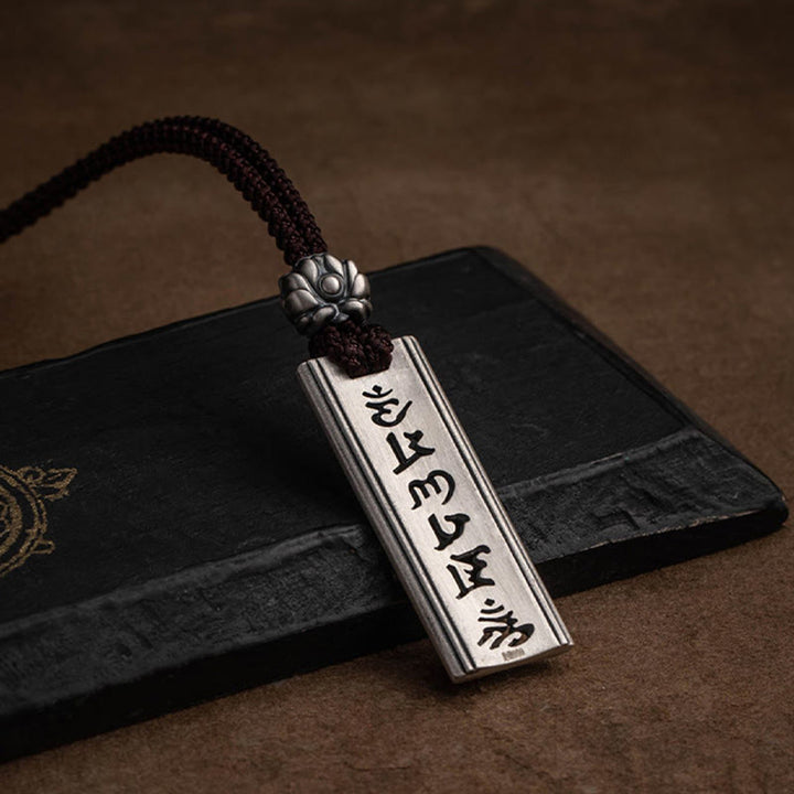 Buddha Stones 999 Srebro Sterlingowe Om Mani Padme Hum Grawerowany Naszyjnik Mądrości Lotosu Wisiorek - image 13