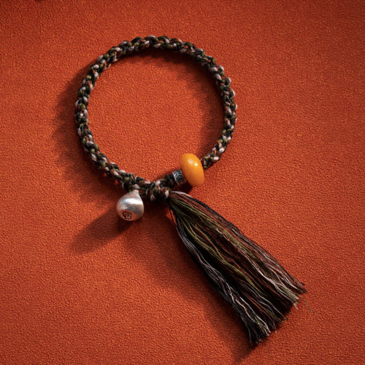 Bransoletka ochronna z bursztynu, waga Steelyard, srebro próby 990, wykonana z Tybetu, ręcznie robiona